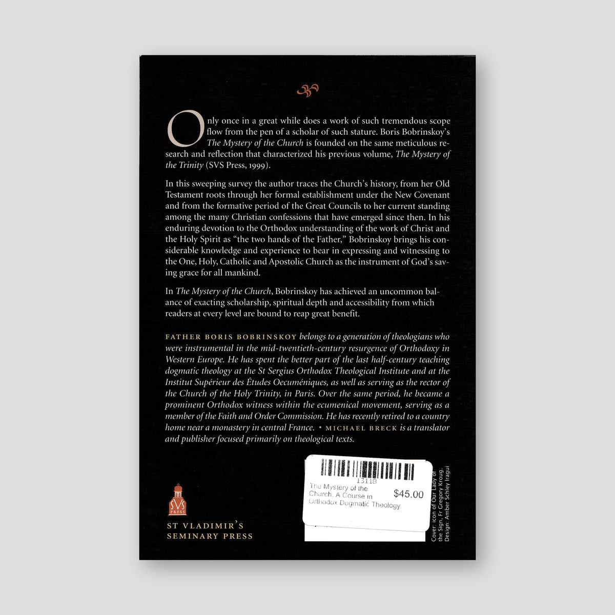 The Mystery of the Church: A Course in Orthodox Dogmatic Theology — back cover