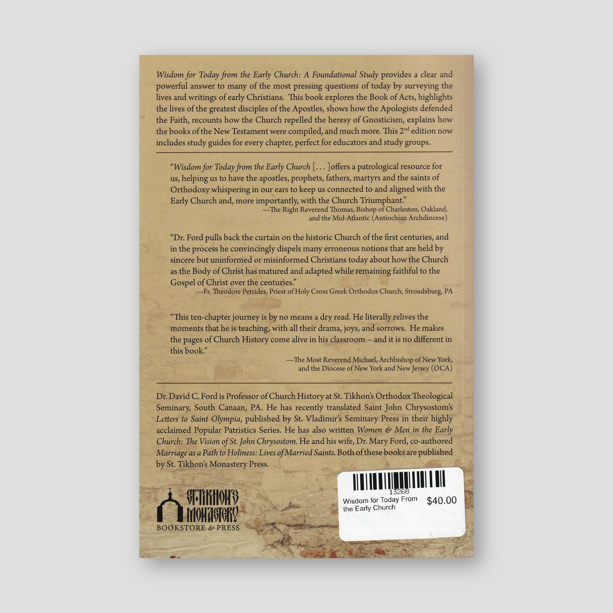 Wisdom for Today From the Early Church — back cover