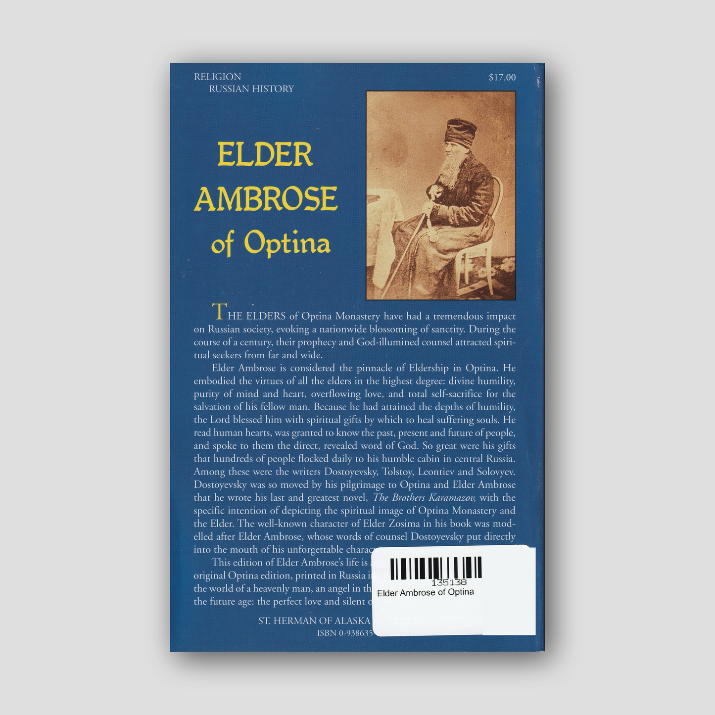 Elder Ambrose of Optina — back cover