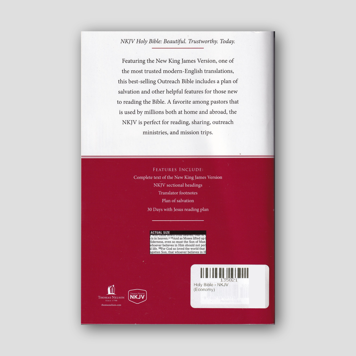Holy Bible - NKJV (Economy) — back cover