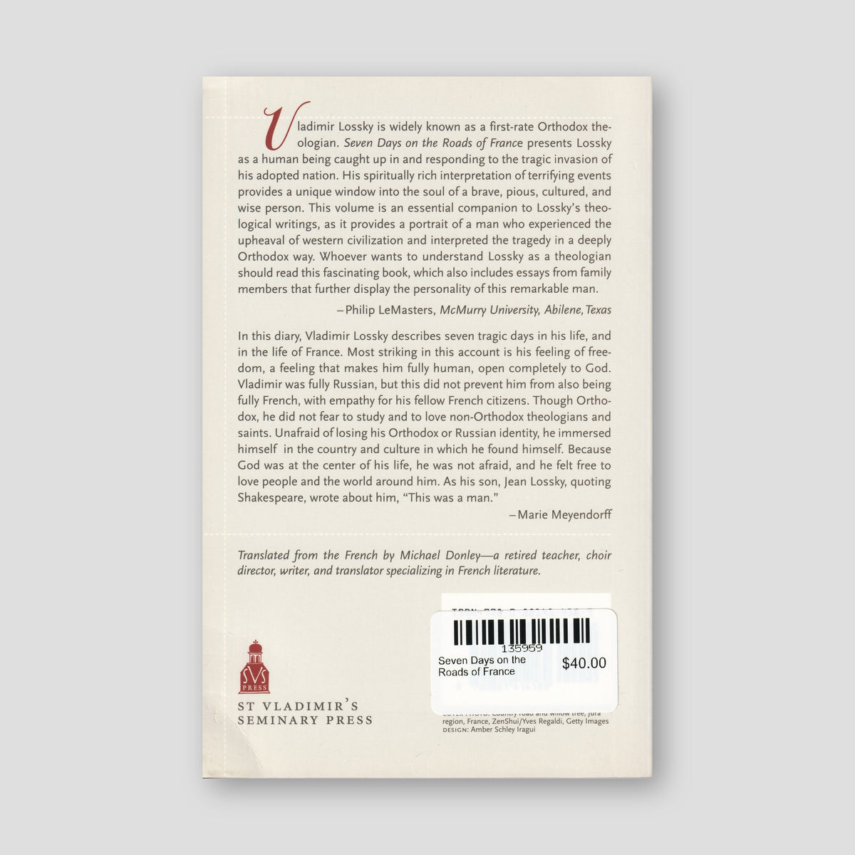 Seven Days on the Roads of France — back cover