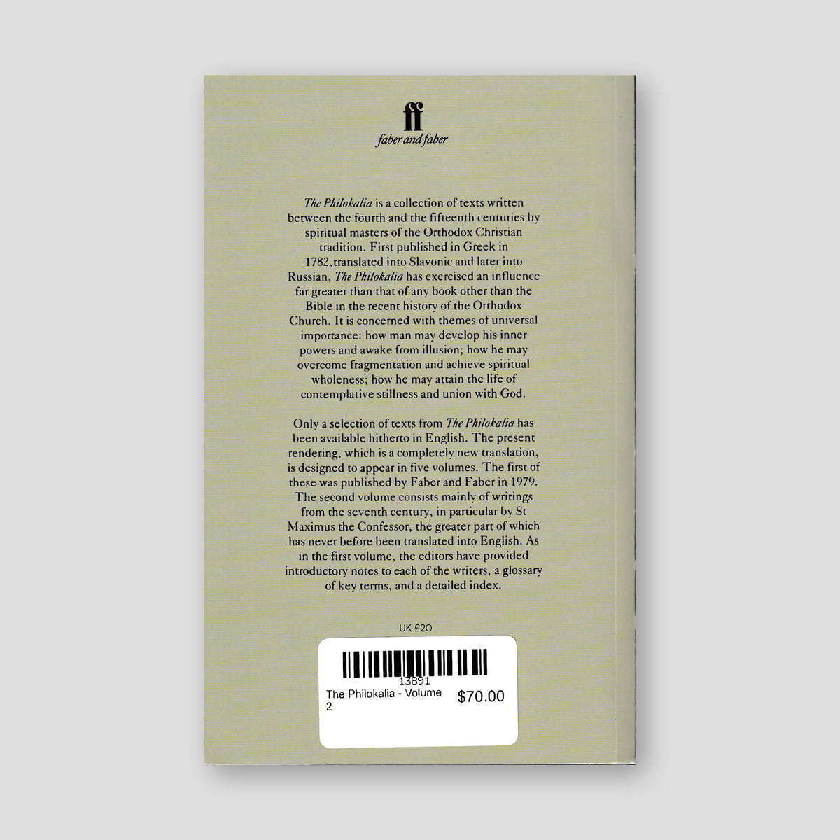 The Philokalia - Volume 2 — back cover