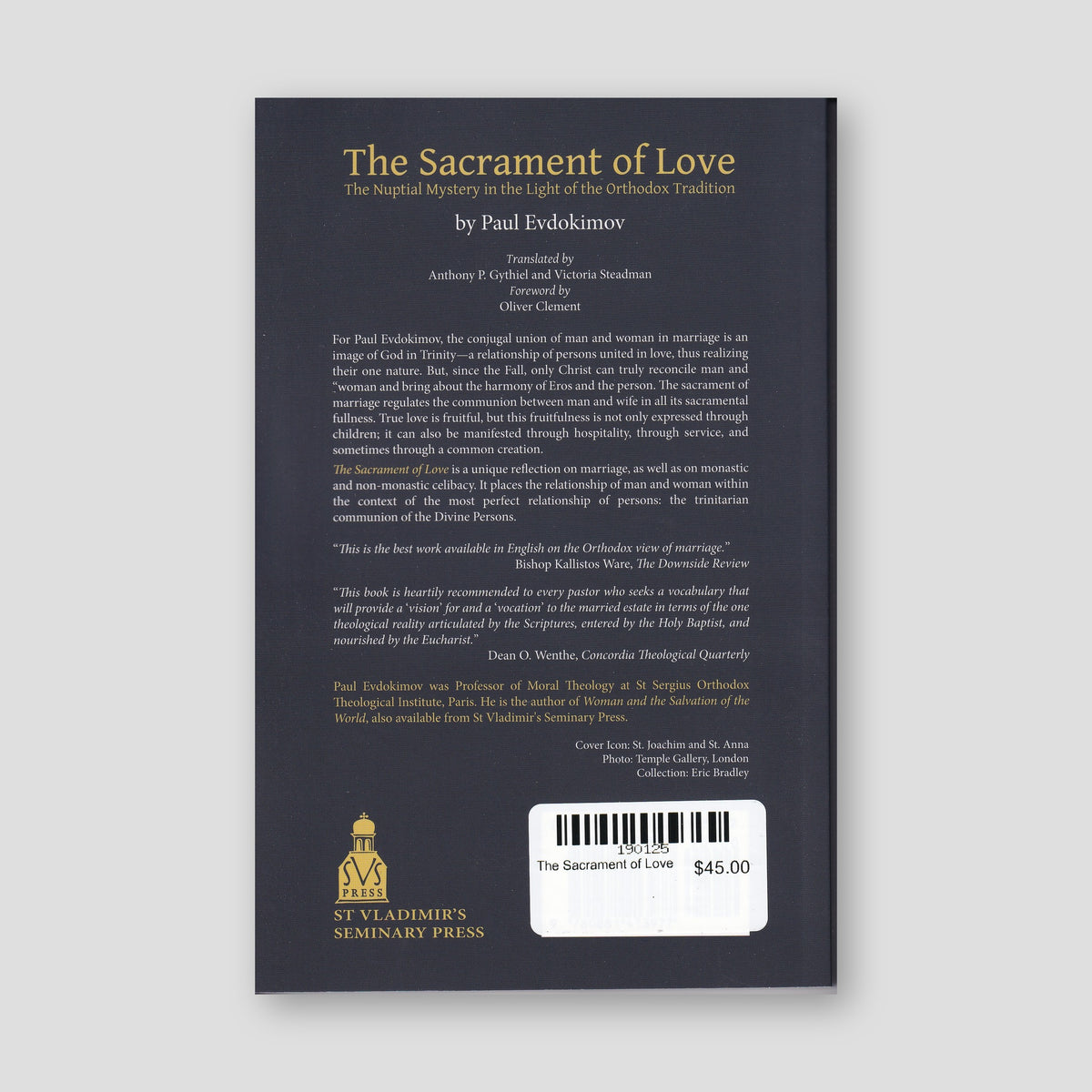 The Sacrament of Love — back cover
