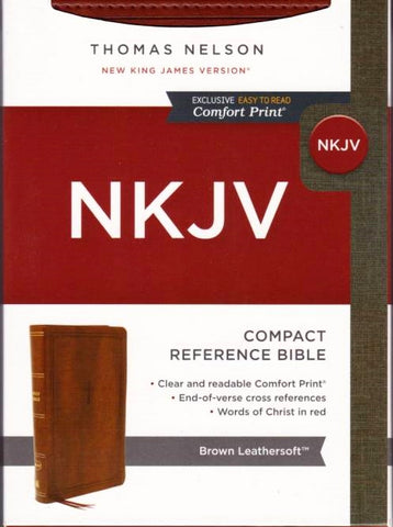 Bible - NKJV End-Of-Verse Reference Bible Compact Large Print Brown (Red Letter Edition)