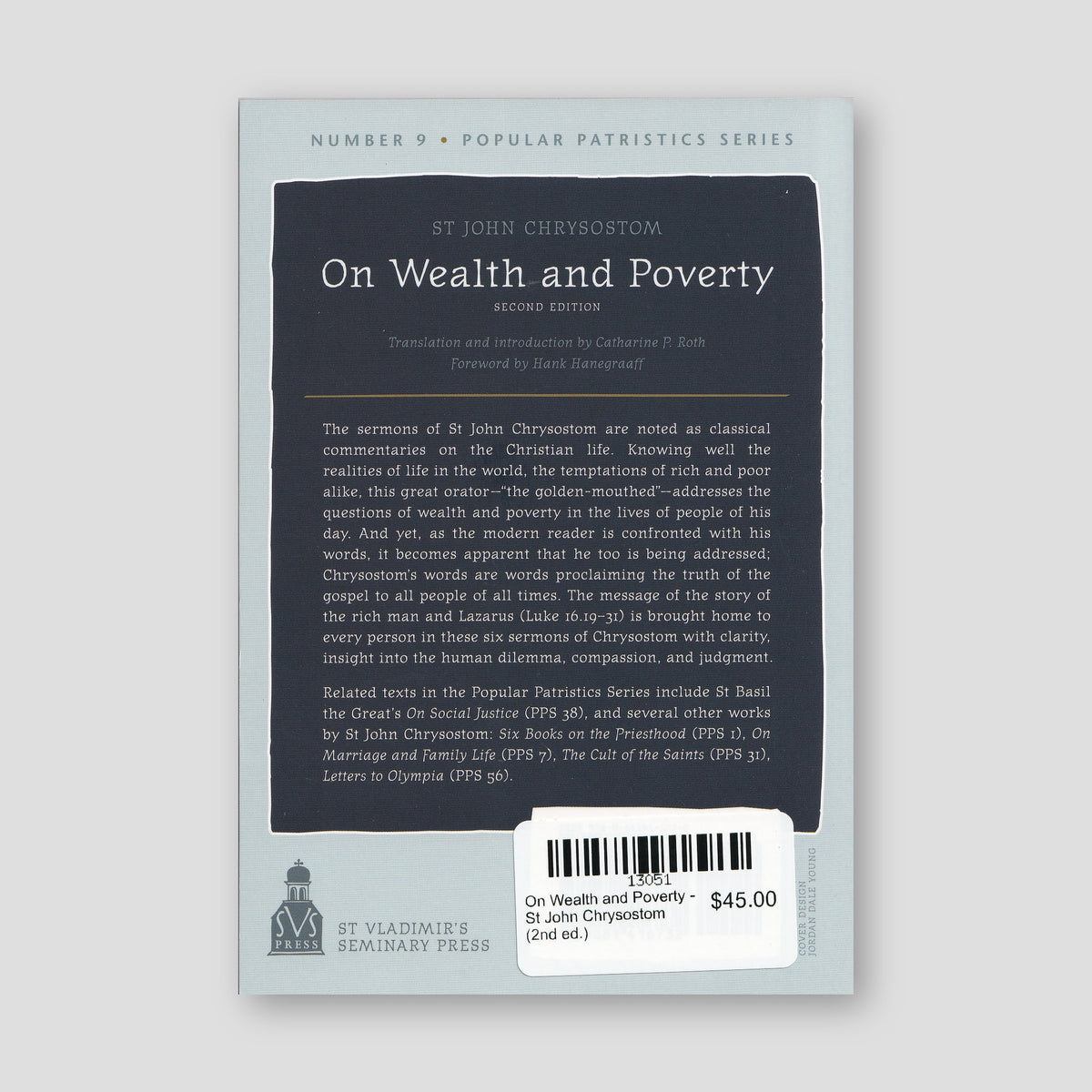 On Wealth and Poverty - St John Chrysostom (2nd ed.) — back cover