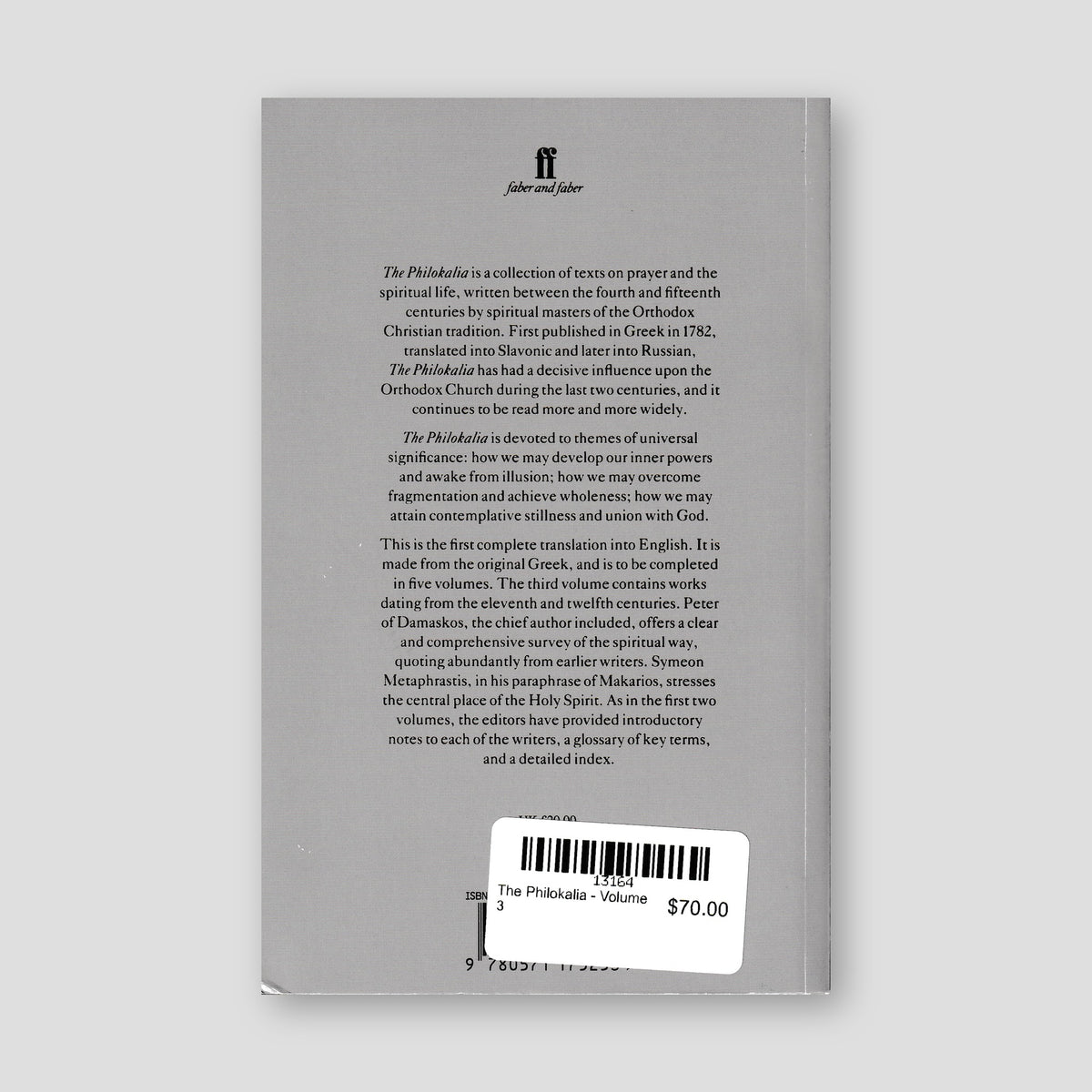 The Philokalia - Volume 3 — back cover