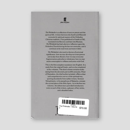 The Philokalia - Volume 3 — back cover