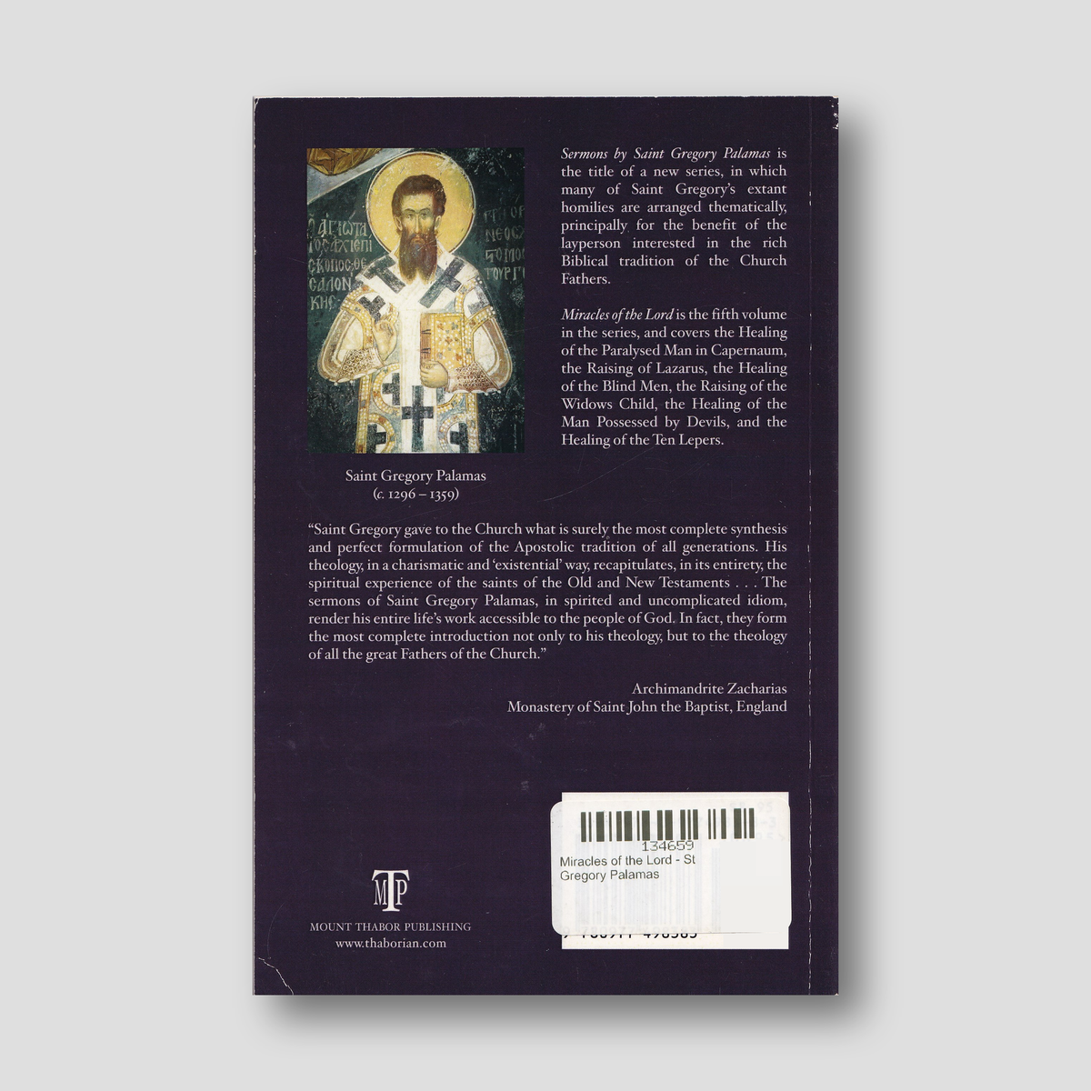 Miracles of the Lord - St Gregory Palamas — back cover