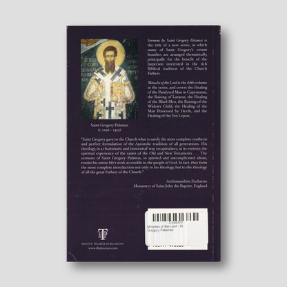 Miracles of the Lord - St Gregory Palamas — back cover