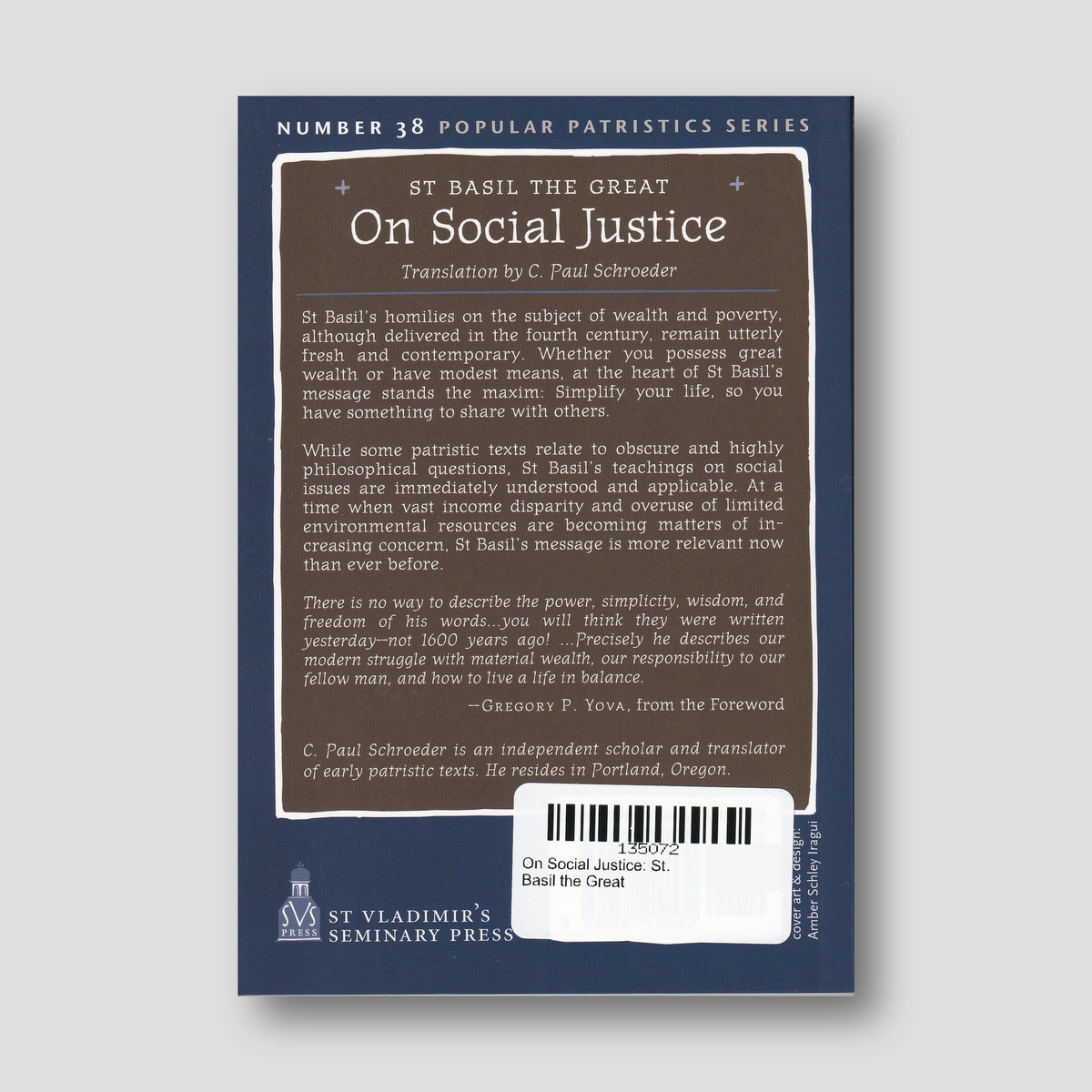 On Social Justice: St. Basil the Great — back cover
