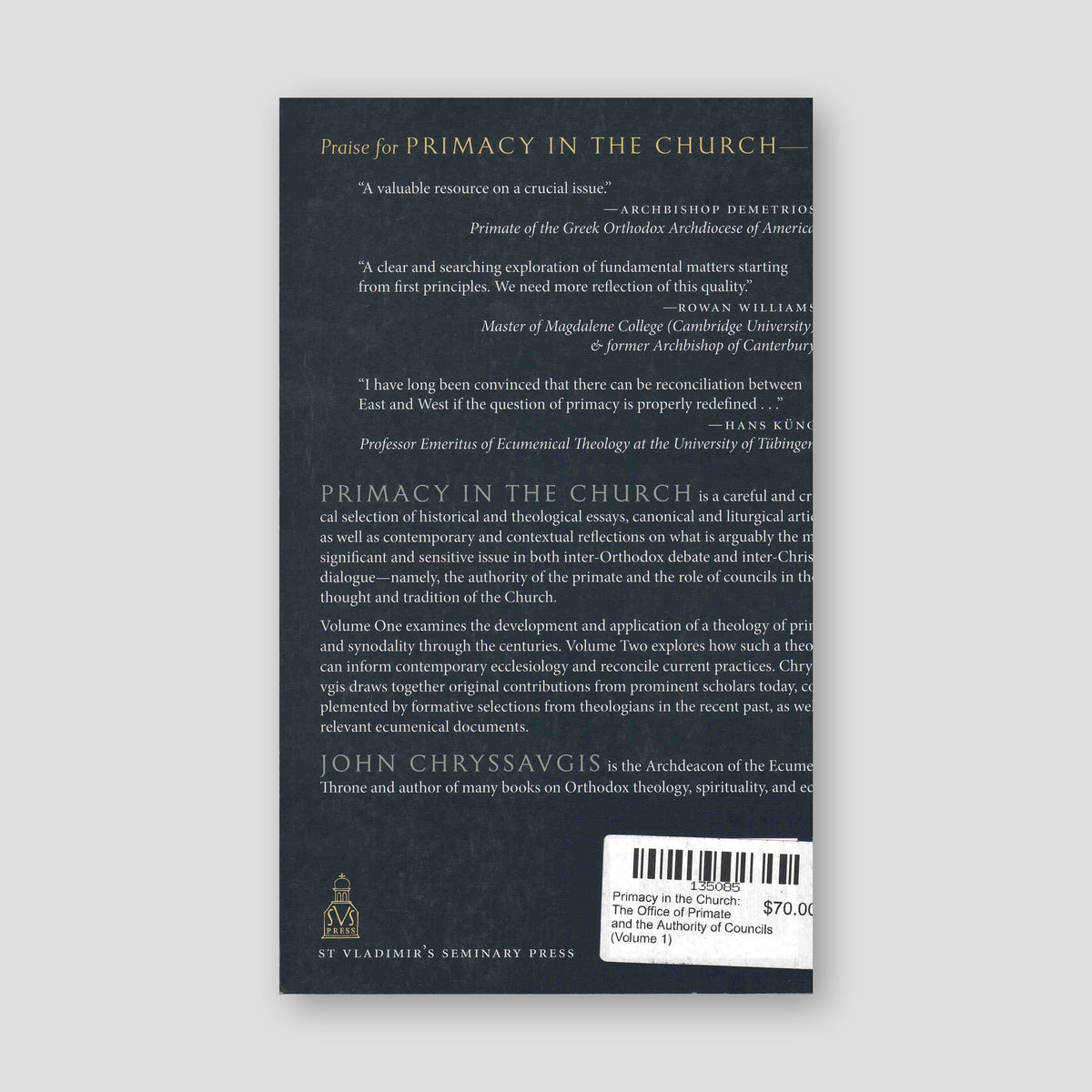 Primacy in the Church: The Office of Primate and the Authority of Councils (Volume 2) — back cover