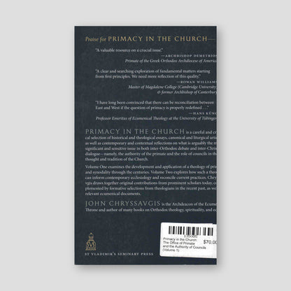 Primacy in the Church: The Office of Primate and the Authority of Councils (Volume 2) — back cover