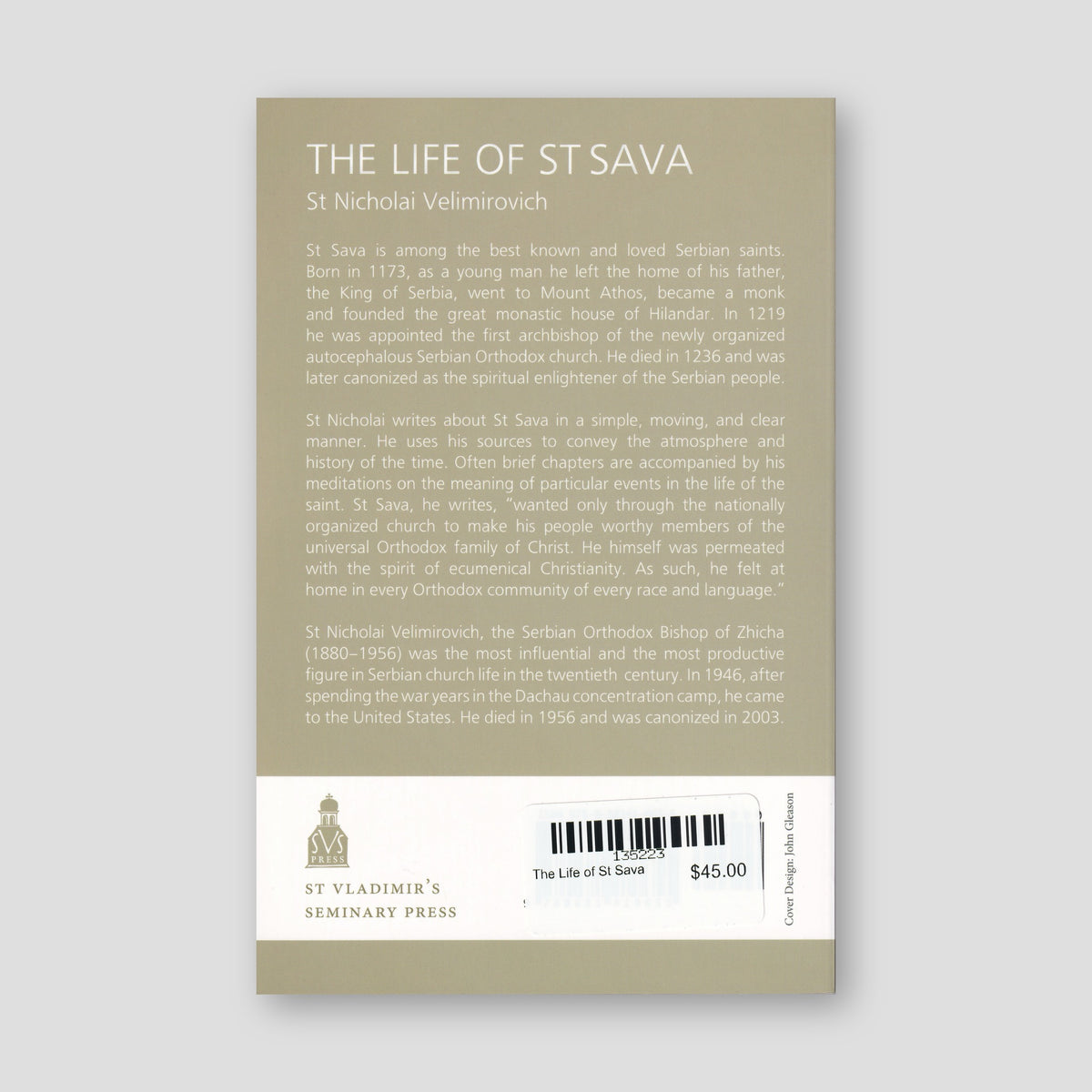 The Life of St Sava — back cover