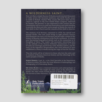 Herman A Wilderness Saint From Sarov, Russia to Kodiak, Alaska — back cover