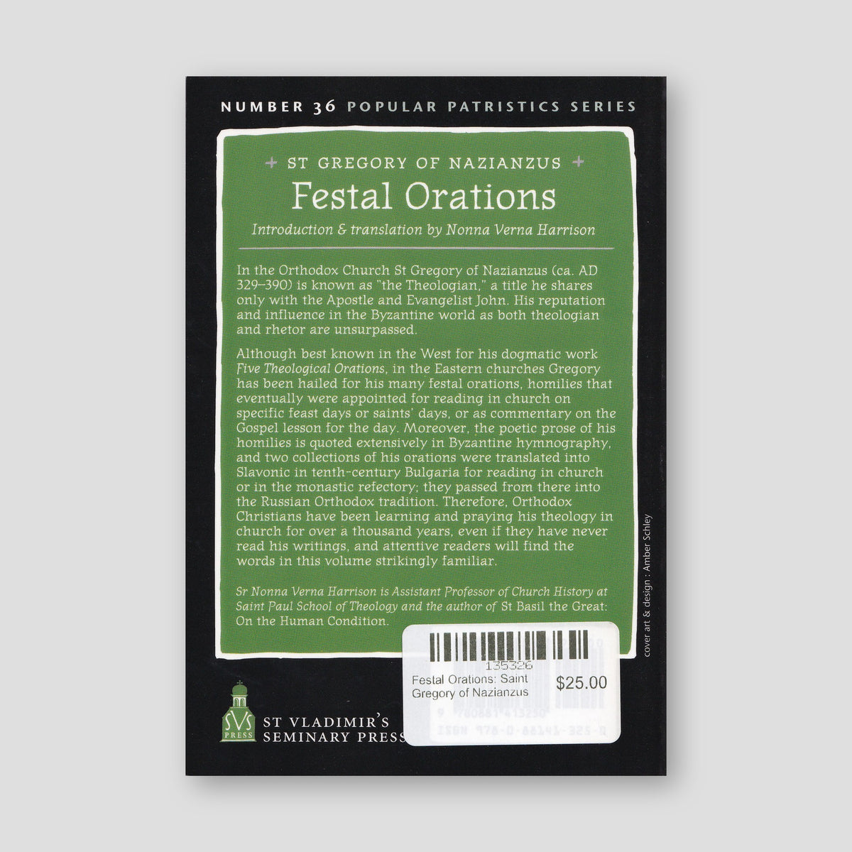 Festal Orations: Saint Gregory of Nazianzus — back cover