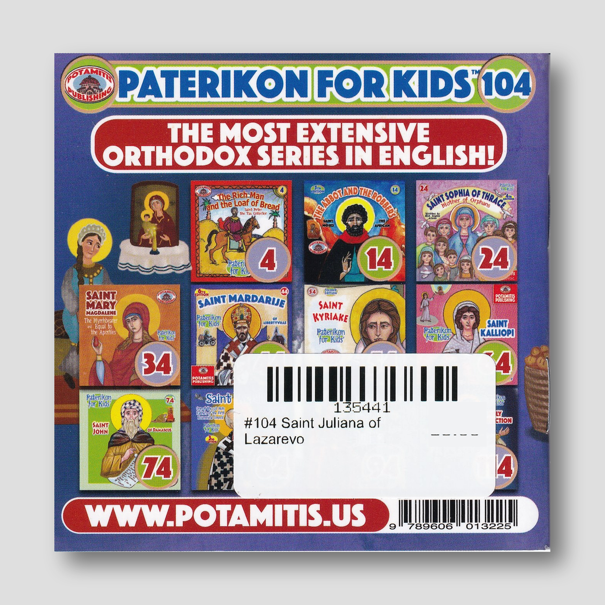 #104 Saint Juliana of Lazarevo — back cover
