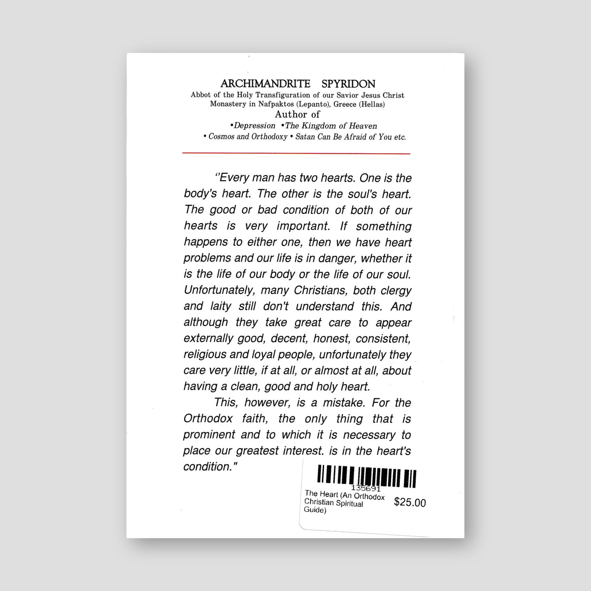 The Heart (An Orthodox Christian Spiritual Guide) — back cover