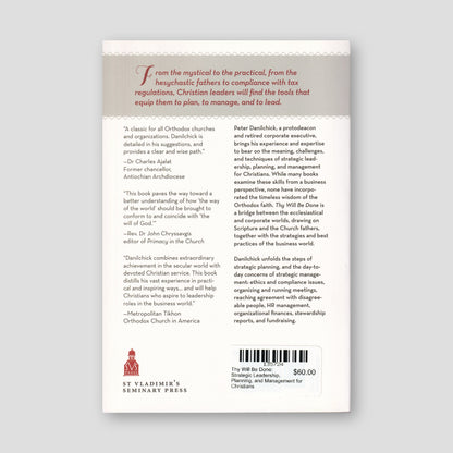Thy Will Be Done: Strategic Leadership, Planning, and Management for Christians — back cover