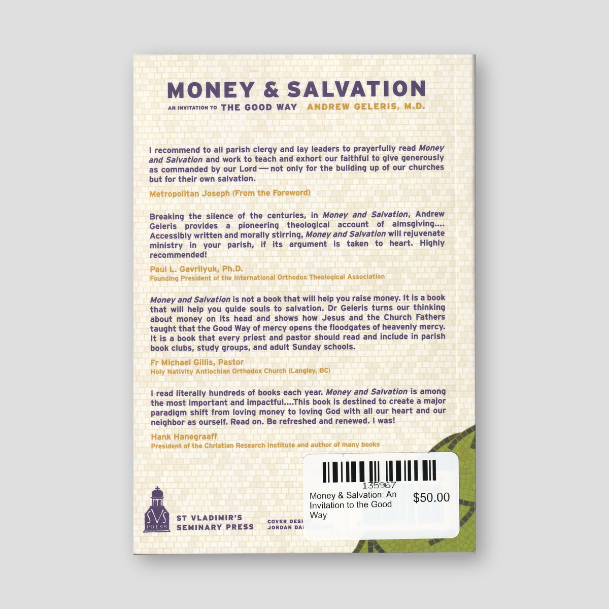 Money & Salvation: An Invitation to the Good Way — back cover