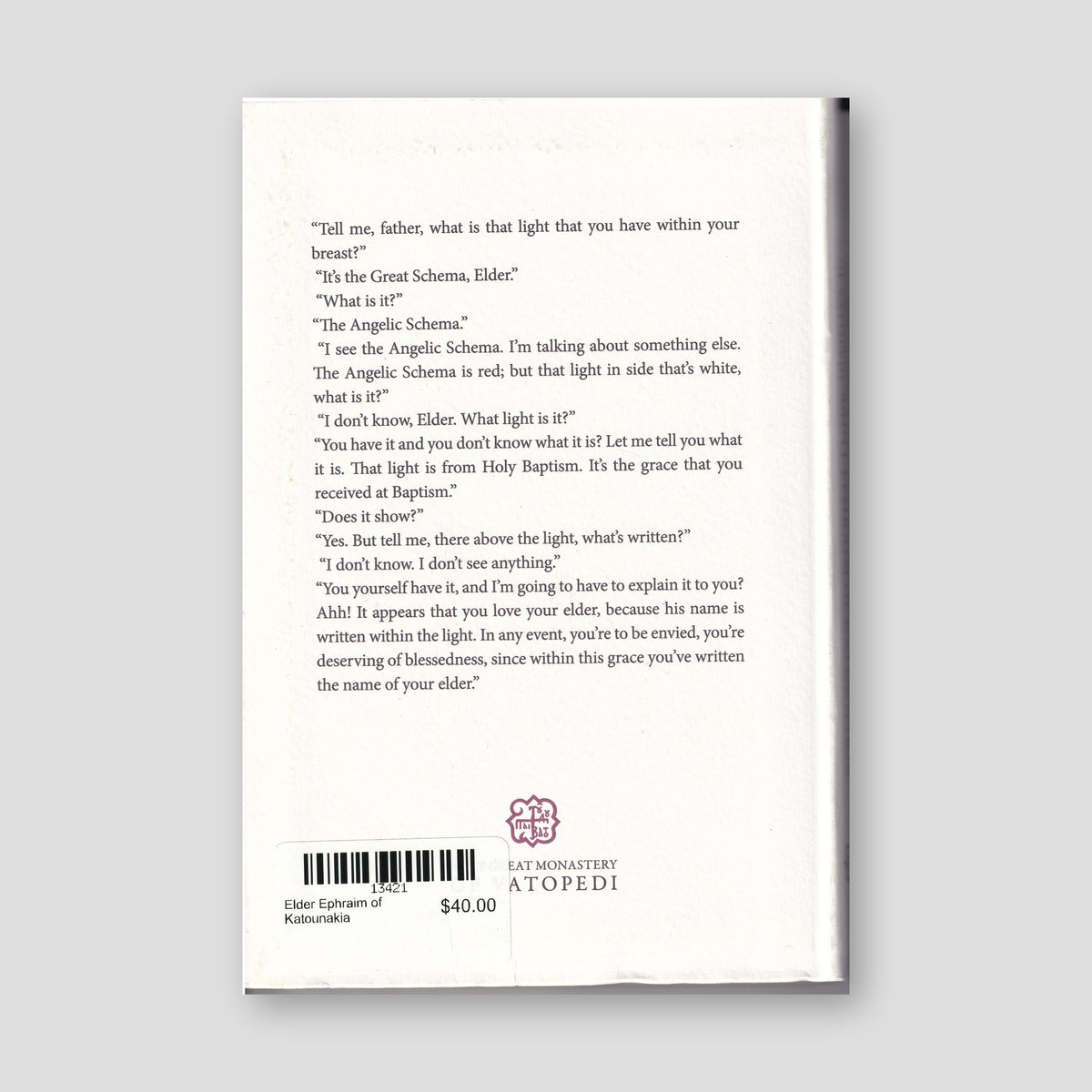 Saint Ephraim of Katounakia - The Disciple Full of Grace — back cover