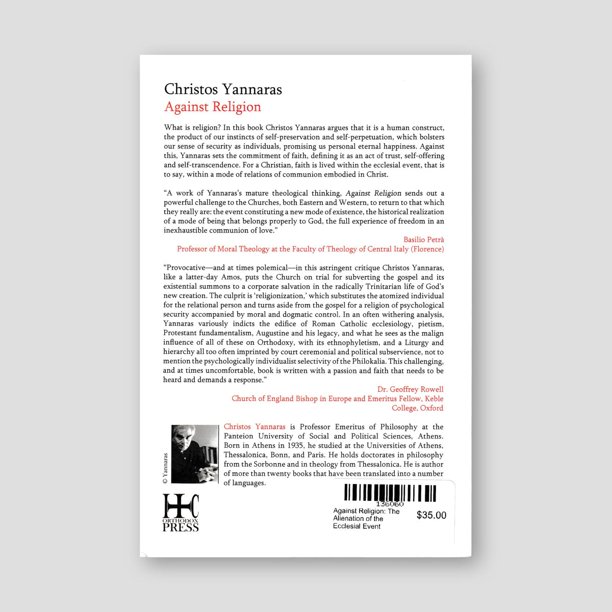 Against Religion: The Alienation of the Ecclesial Event — back cover