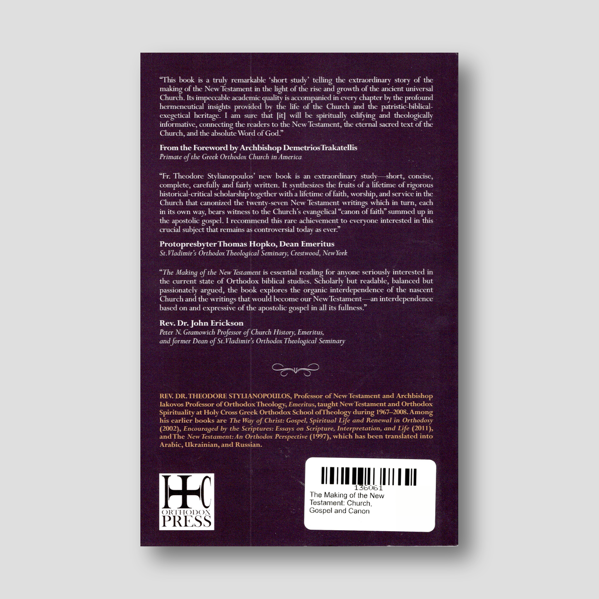 The Making of the New Testament: Church, Gospel and Canon — back cover