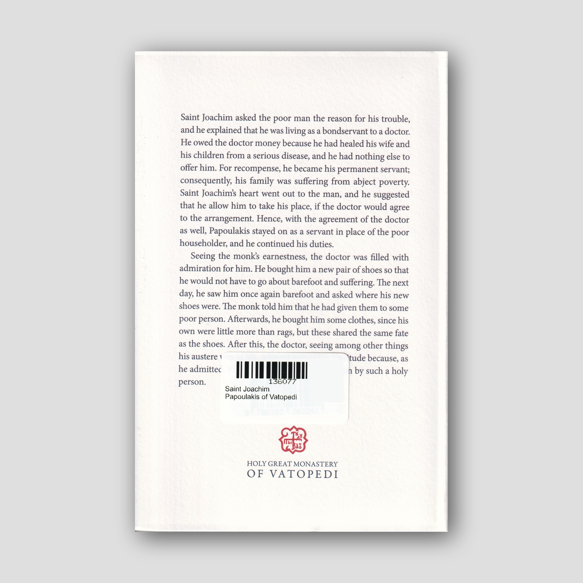 Saint Joachim Papoulakis of Vatopedi — back cover