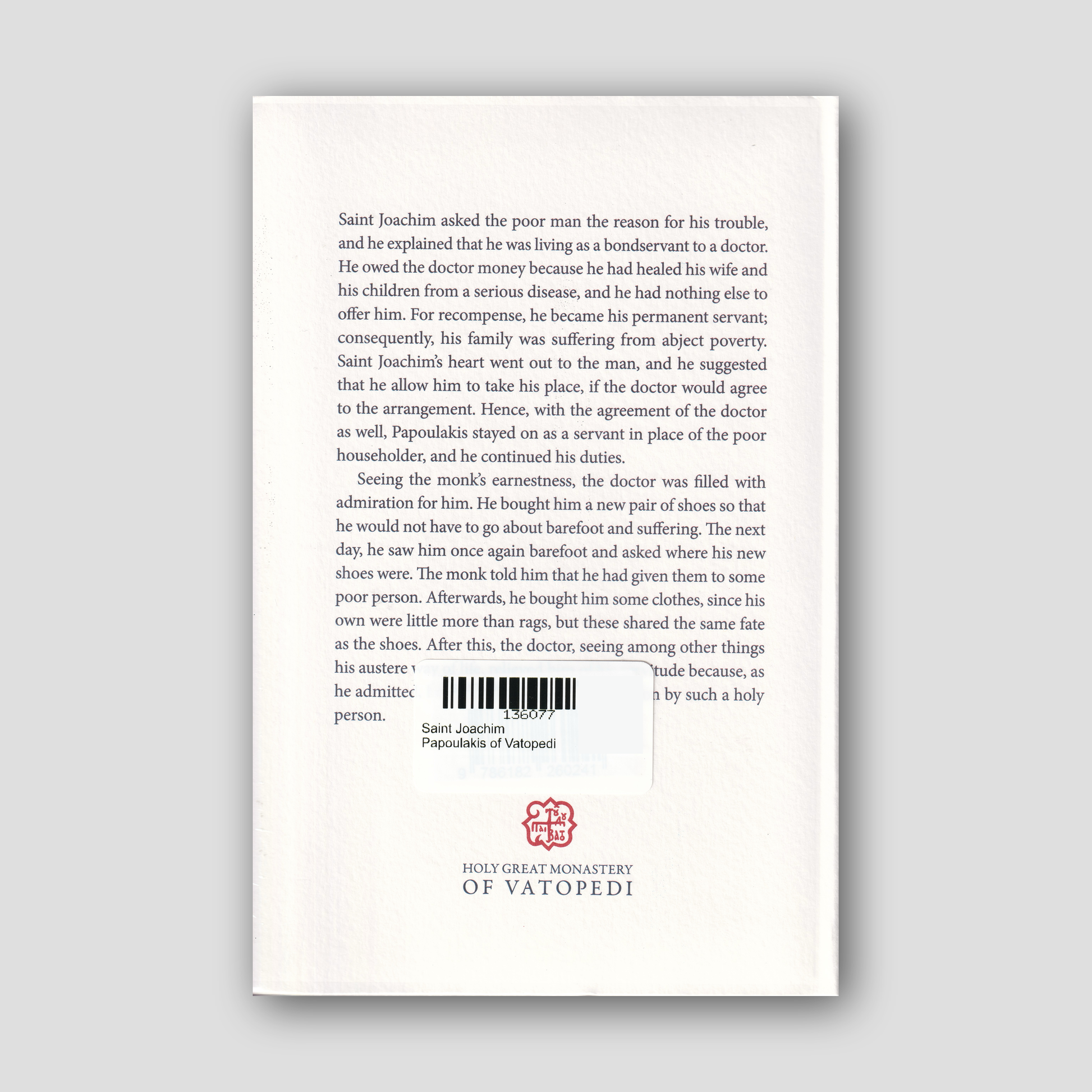 Saint Joachim Papoulakis of Vatopedi — back cover