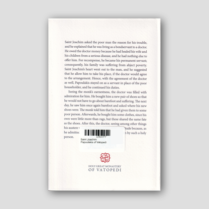 Saint Joachim Papoulakis of Vatopedi — back cover