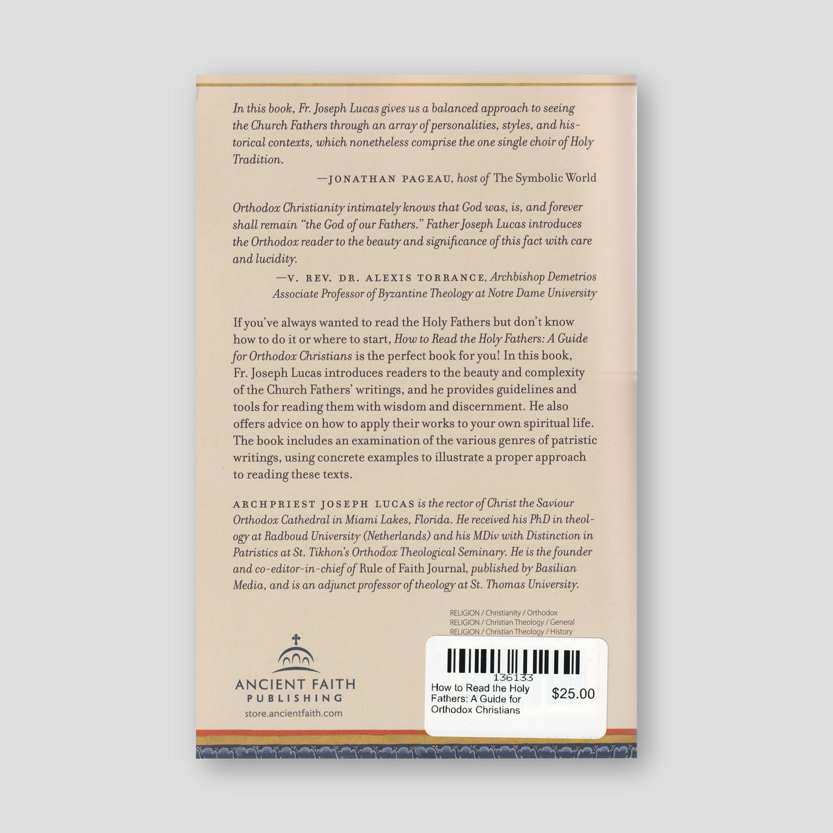 How to Read the Holy Fathers: A Guide for Orthodox Christians — back cover