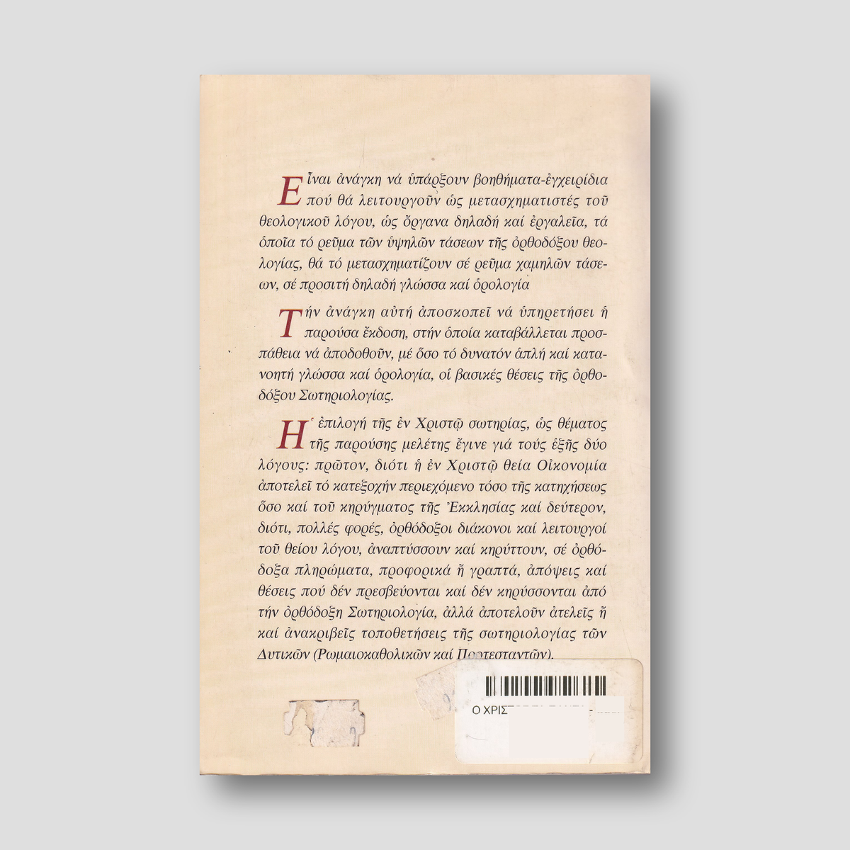 Χριστός τα πάντα - Ορθόδοξη σωτηριολογία — back cover