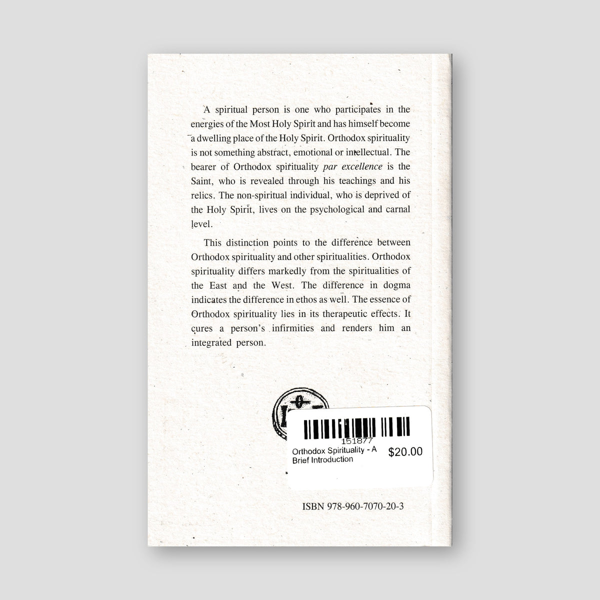 Orthodox Spirituality - A Brief Introduction — back cover
