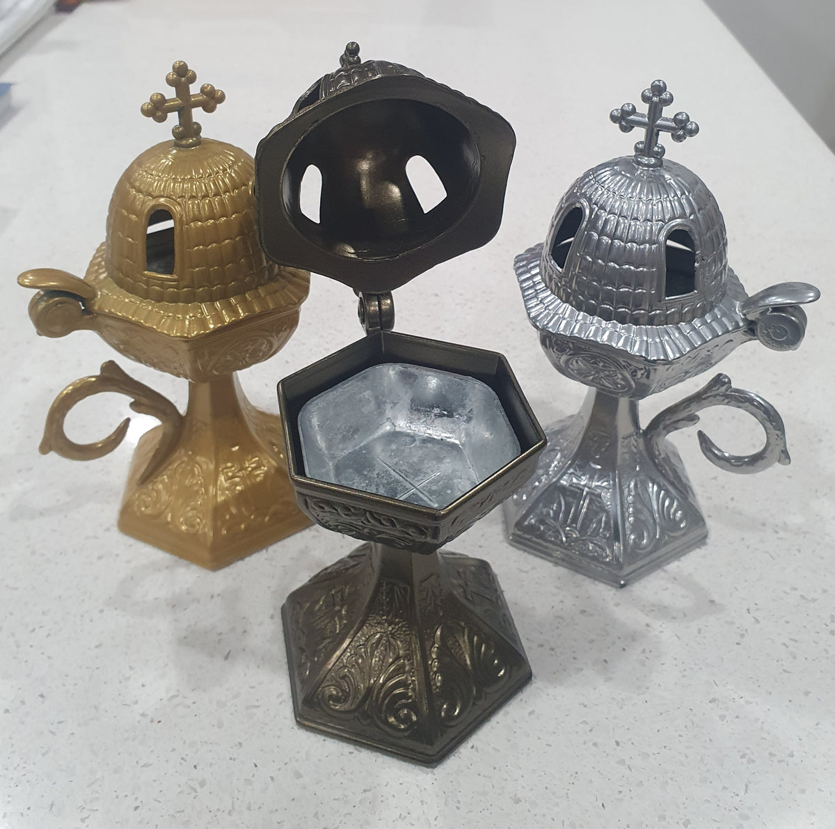 Incense Burner (Thimiato) - Gold, Silver, Brass Coloured Premium