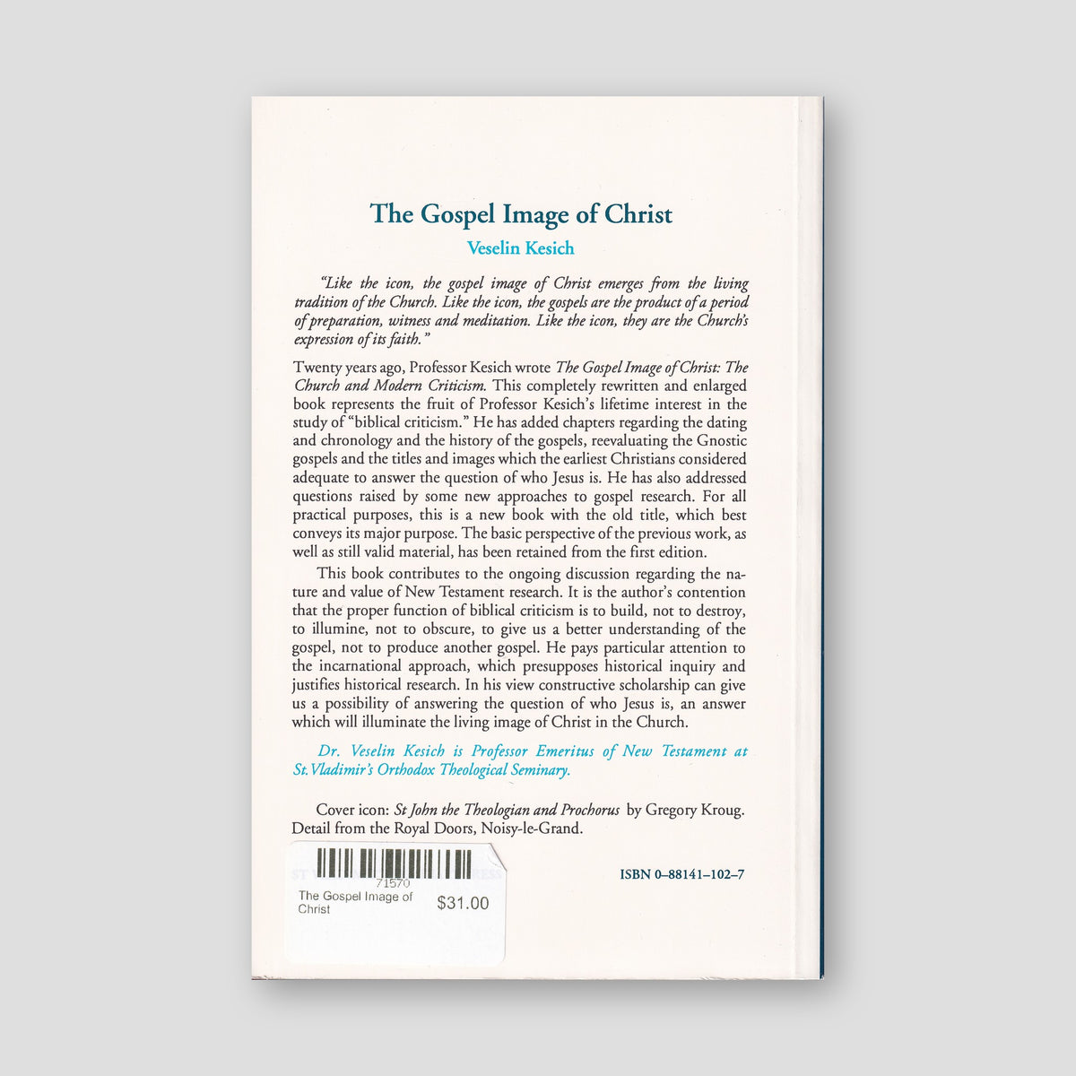 The Gospel Image of Christ — back cover